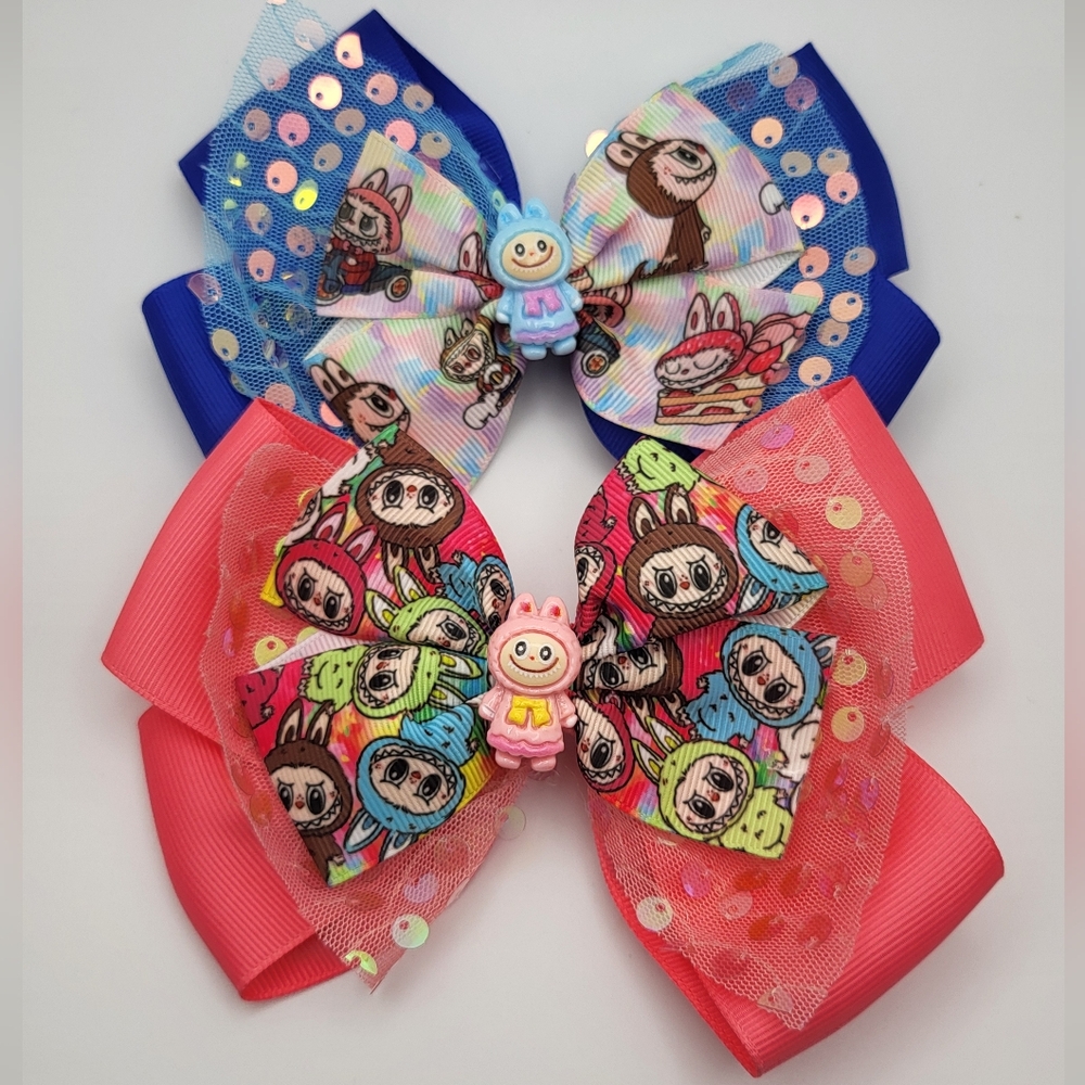 Labubu 2-Pack Jumbo Hair Bow Clips NEW
